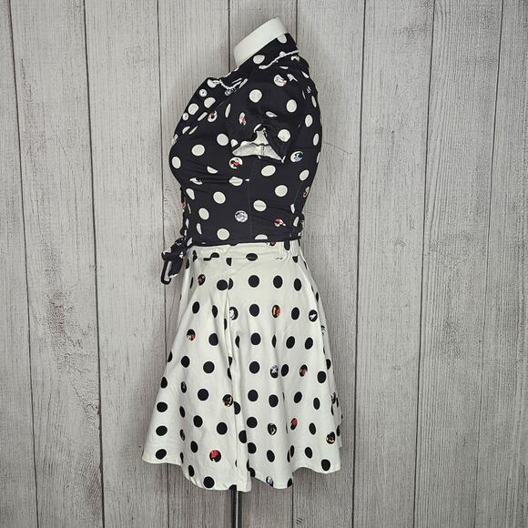 Disney Stitch Shoppe by Loungefly B&W Polka Dot Minnie Mouse Skirt & Top Set,  M - Picture 3 of 7